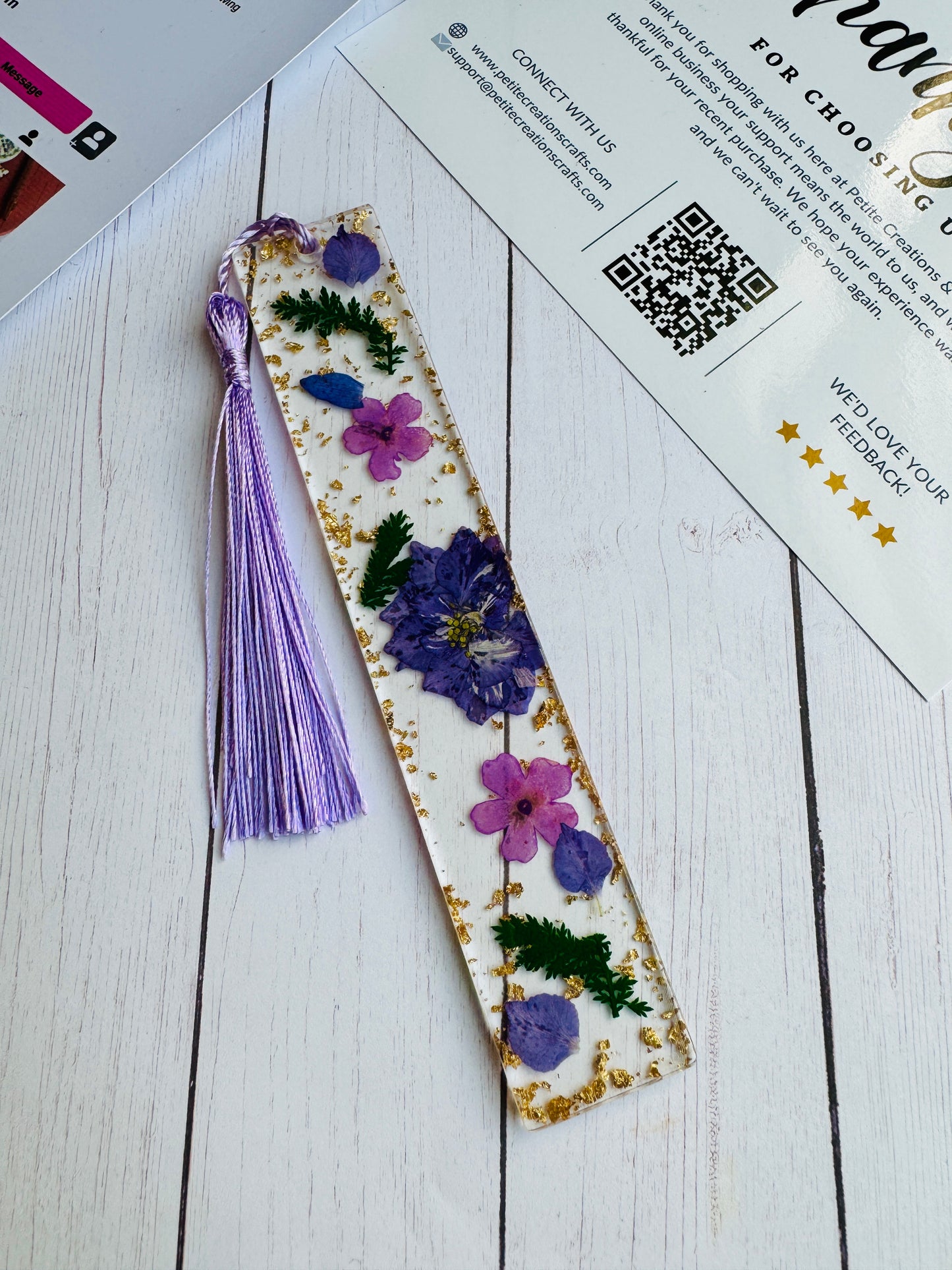 Pressed Flower Resin Bookmark
