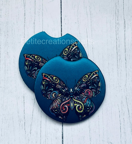 Teal Butterfly Car Coaster